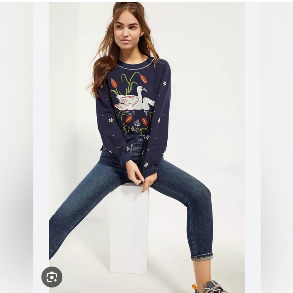 Anthro swan sweatshirt